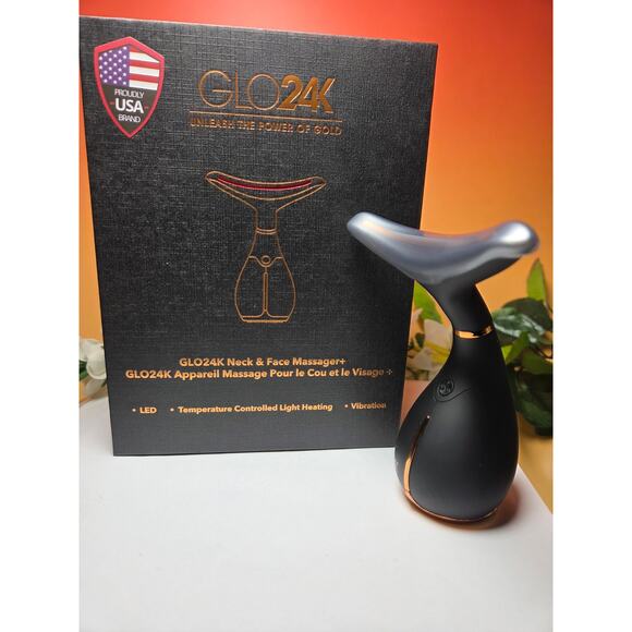 GLO24K UNLEASH THE POWER OF GOLD NECK AND FACE MASSAGER NEW OPEN BOX - Picture 3 of 5